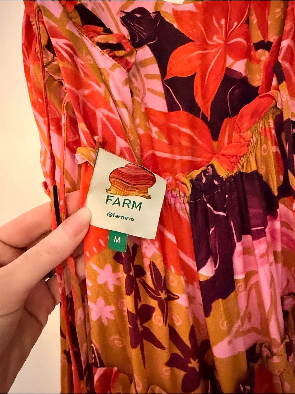 Farm Rio Floral Maxi Dress in Red & Pink Size Medium Like New - Picture 4 of 7